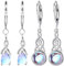 Srup 2 Paare Mondstein Ohrringe, HäNgend Mondstein OhrhäNger Silver, Mädchen Mondstein Zirkonia Creolen Ohrringe, Silber irischer keltischer Knoten Herz Ohrringe, Mondstein Ohrringe aus Sterling