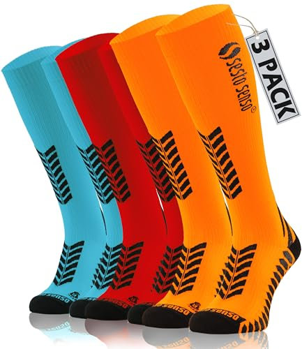 sesto senso 3 Paar Kompressionsstrümpfe Sport Damen Herren Unisex Bunt Hohe Sportsocken Laufsocken Rot Blau Orange 39-42 3 pack RBO