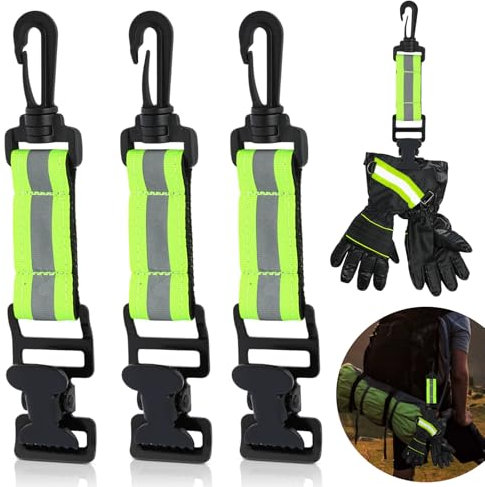 GHVACZS Lot de 3 porte-gants réfléchissants en métal avec mousqueton