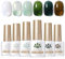 BORN PRETTY Jelly Green Gel Nail Polish Set 6 Spring Summer Transparent Sheer Colors Milky White Gel Polish Kit for Salon Gel Manicure and Nail Art DIY at Home