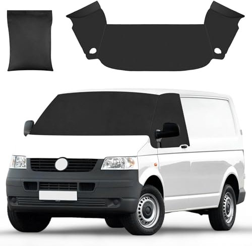 Auto Windschutzscheiben Abdeckung für VW T5, 600D Oxford Blackout Frontscheiben Sonnenschutz, Winddichter Wasserdichter UV-Schutz Sonnenblenden, Frontscheibe Wrap Cover für VW