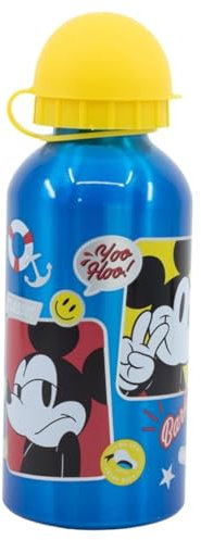 ALMACENESADAN Botella de aluminio licencias infantiles con divertidas decoraciones; capacidad 400 ml; libre de Bpa, Licencia (Mickey)