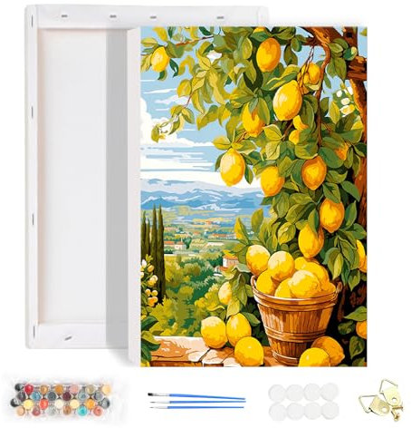 HEIBAGO Malen nach Zahlen für Erwachsene Mit Rahmen, DIY Frucht Malen nach Zahlen Kits für Anfänger, Ölmalerei Kunst Handwerk Bilder für Wanddekoration, 20x30cm