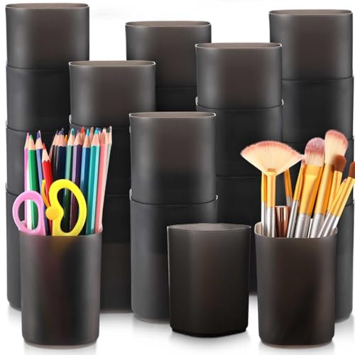Sherr 50 Pack Pen Holder for Desk Pen Cups Bulk Organizers and Storage Plastic Matte Pencil Cups Ins Style Makeup Brush Holder for Office Home Supplies, 2.76 x 3.94 Inches
