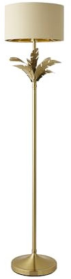ValueLights | Christina Beige with Metallic Gold Drum Shade Gold Palm Leaf Floor Lamp | Floor Lamps, Home Décor & Improvement Essential