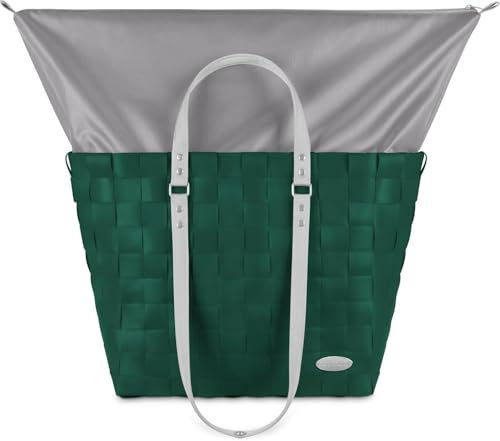normani Großer Einkaufskorb 25 L Shopper Einkaufstasche Strandtasche mit langen Henkel Farbe Grün