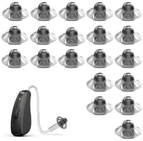 Hörgeräte Domes, Hörgerätekoppeln, 20 Stück Hörgeräte Zubehör Schirmchen, Ersatz Weiche Silikon Ohrstöpsel für Hörhilfen, Silikon-Ohrstöpselteile für Erwachsene mit mäßigem Hörverlust (M-20 Stück)