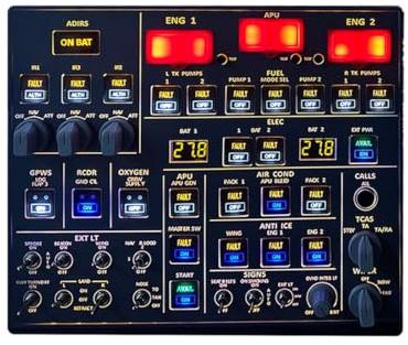 Engineerkiter A107 Flight Controls Panel OVHOverhead Panel for MSFS 2020/2024 (Backlit Edition) - Compatible with Windows Flight Sim Home Cockpit, Plug-and-Play Multi-Function Control Unit