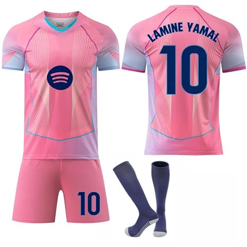 Generisch Pink Barcelona Fußball Trikot Jersey 25/26 Neu #9 Lewandowski #10 Lamine Yamal Kinder Jungen Männer Trainings-Trikot Sport Outdoor Soccer T-Shirt Shorts Socken Outfit