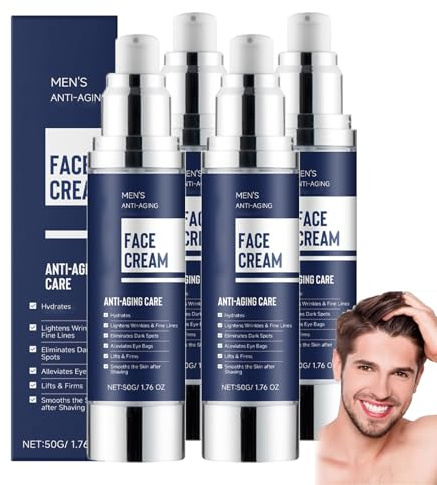 Feuchtigkeitscreme für das Gesicht von Männern – Tiefenfeuchtigkeitsspendende Anti-Aging-Lotion, 6-in-1-Gesichtscreme: Anti-Aging-Feuchtigkeitscreme für Männer, Crema Para La Cara Hombre (4 STÜCKE)