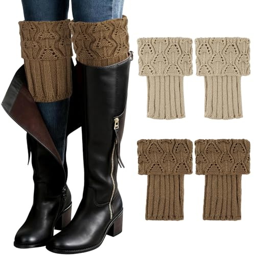 Junely Boot Cuffs for Women Knit Short Leg Warmers Winter Boot Toppers