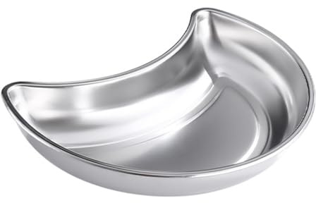 COLLBATH Plat Lunaire en Acier Inoxydable 304 Épais, Bol Argenté | Finition Satinée, Design Demi-cercle, pour Présentation et Rangement de Fruits, Usage Maison ou Restaurant
