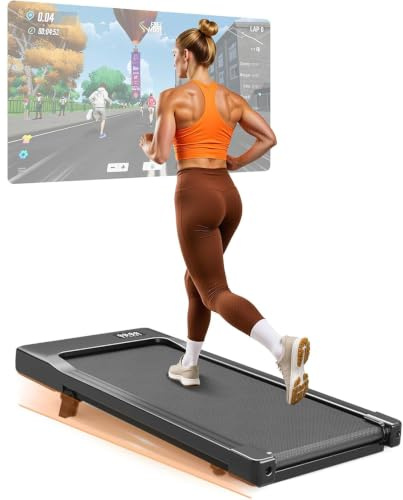 MJWW Walking Pad Treadmill with 6% Incline, Foldable Under Desk Treadmills | Max 6/12km/h, 136kg Capacity, Smart Walking Machine for Home/Office with APP & Remote Control, 12 HIIT Programs