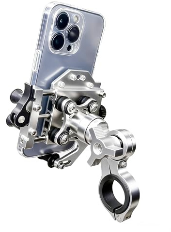 doucdoft Motorcycle Phone Mount with Vibration Dampener, Aluminum Alloy Bike Phone Holder,Handlebar Phone Mount for Ebike, ATV, Fit 4.7-7 Phones (Silver, Standard - 4 Springs)