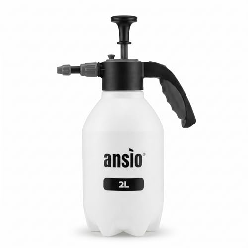 ANSIO® Pressure Sprayer White 2L Pump Sprayer Bottle for Gardening, Weedkiller, Plant Care & Cleaning, Hand Pump Water Sprayer with Adjustable Nozzle, Sprays Upside Down & Sideways for Home & Garden