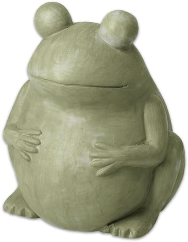 Koopman International b.v Deko Frosch Terracotta Grün - Figur Gartenstil Tischdeko Balkon Terrasse 15cm H