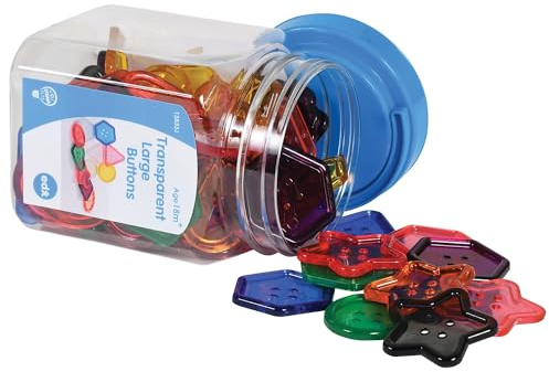 edxeducation Transparente große Knöpfe - Minidose - 60 Stück - Lichtkasten Zubehör - sensorische und feinmotorische Entwicklung - mathematische Manipulatoren - für Kinder ab 18 Monaten