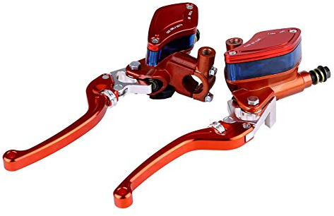 Duokon Hydraulische Bremspumpe Paar 22mm Paar CNC Motorrad Hydraulische Bremspumpe Kupplungsgeberzylinder Einstellbarer Hebel (Orange)