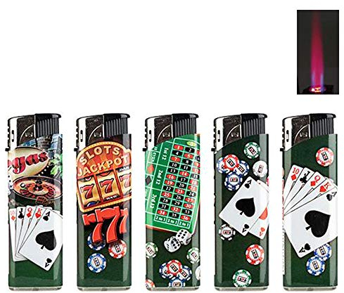 SEPILO Sturmfeuerzeug Casino Turbo Feuerzeug 5 Farben Jet Flamme Torch Gas Turbofeuerzeug Kunststoff Gehäuse - sehr zuverlässig/windresistent, wiederbefüllbar (Alle, 5 Feuerzeuge)
