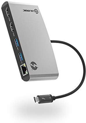 ALOGIC Thunderbolt 3 Portable Dock, Dual HDMI 4K@60Hz, USB-A, Gigabit Ethernet, Compatible with MacBook Air/Pro, Dell XPS and more