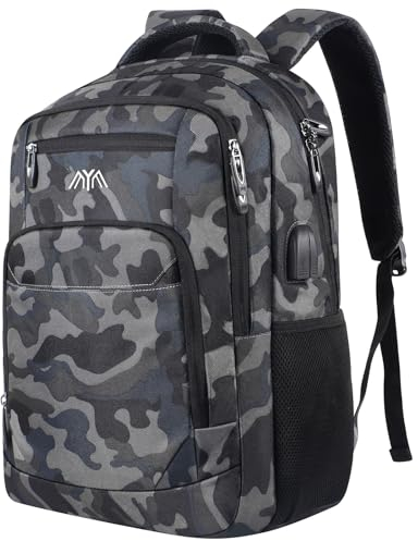 Herren Rucksack Laptop Rucksack Schulrucksack für 15.6 Zoll Laptop Daypacks Business Rucksack mit USB Ladeanschluss für Reisen Camping Schule Arbeit Büro