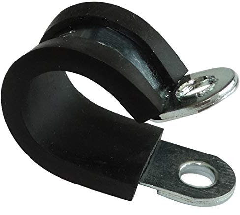 AERZETIX: Set di 5 fascette in acciaio rivestite con gomma per i tubi cavo filo fissaggio a vite (Ø15mm)