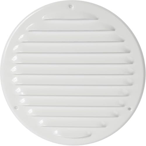 Ø 16 cm, copertura per griglia di ventilazione bianca, prese d'aria rotonde, griglia di ventilazione in metallo, zanzariera integrata, ventilazione HVAC, bianco 160 mm, copertura soffite