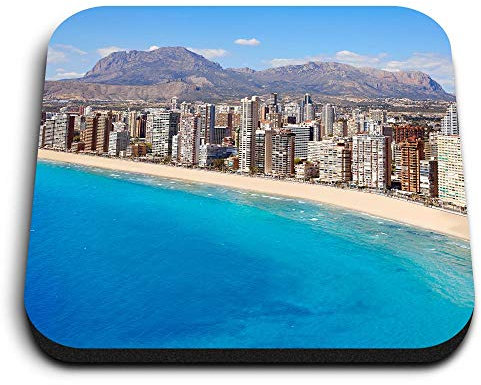 1 x Square MDF Fridge Magnet - Alicante Benidorm Coastline Spain 15647