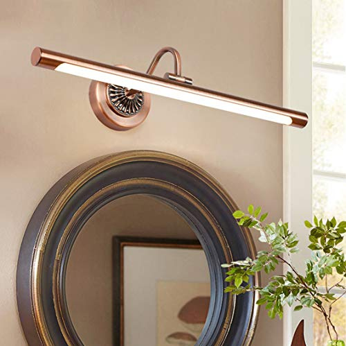 SFOXI Retro LED-Spiegelleuchte Messing Acryl Badlampe Dimmbar Badleuchte Vintage Lampen Gold Antik für Badzimmer und Wandbeleuchtung,Braun,12W/65.5CM