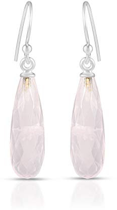 Rose Quartz Drop Earrings, Rose Quartz Earrings, Quartz Crystal Earrings, Women's Earrings, Long Drop Earrings, Rose Quartz Dangle Earrings For Her