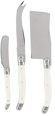 French Home Laguiole Set of 3 Cheese Knives with Ivory Colored Handles