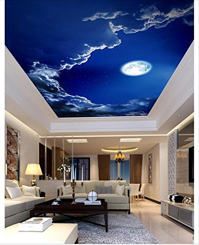 HGFHGD 3D Decke tapete romantische nachthimmel mond Wohnzimmer Decke wandkunst Dekoration Decke Hintergrund wandbild wandaufkleber