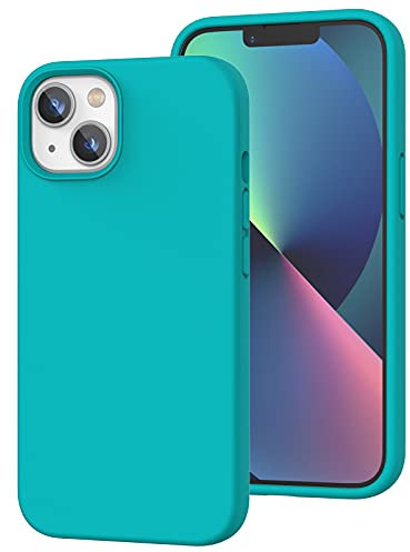 K TOMOTO Custodia Compatibile con iphone 13, Protezione Contro le Cadute Antigraffio Antiurto in Silicone Liquido Anti-Impronte con Fodera in Microfibra per iphone 13 da 6,1 Pollici 2021, Verde Acqua
