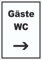 Gäste WC Aufkleber mit Text und Richtungspfeil rechts Toilette hochkant A5 (148x210mm)