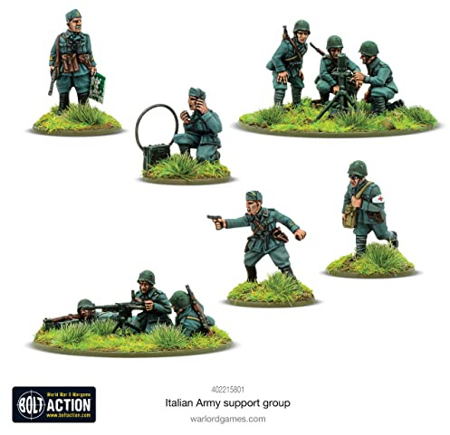 Italian Army Support Group – Miniature in metallo scala 28 mm per Bolt Action by Warlord Games – miniature altamente dettagliate della Seconda Guerra Mondiale per Wargaming da tavolo