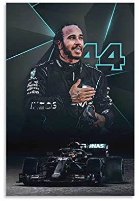 Shenywell Wanddeko Poster Lewis Hamilton F1 Racing Car Racer Smile Sport Gemälde für Schlafzimmer Heimdekoration Wohnzimmer 50x70cm Kein Rahmen