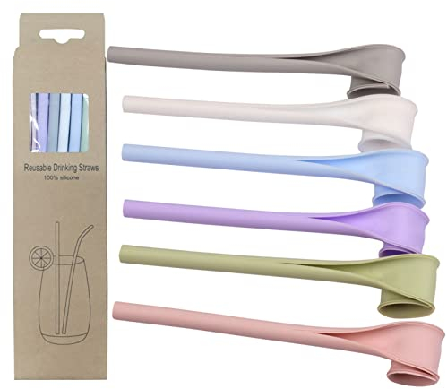Pajitas reutilizables de silicona de calidad alimentaria, sin BPA, diseño de apertura por presión, fácil de limpiar, pajitas dulces desmontables, para batidos, cócteles y bebidas calientes (6