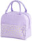 OTKARXUS Lonchera aislada para mujer, portátil, impermeable, con bolsillo transparente con patrón de margaritas, bolsa de almuerzo para adultos, niñas, niños, escuela, trabajo, picnic, viajes (morado)