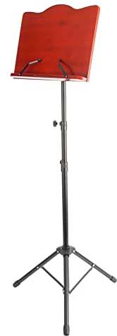 Miwayer Notenständer aus Bambus, Traditionelle Notenständer aus Holz, Mattrot, Höhenverstellbar (Dreieckige Basis, Notenständer)