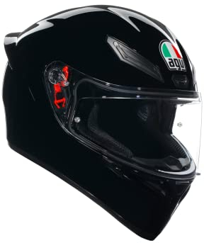 AGV - K1 S E2206 Motorrad Helm, Herren ECE Vollvisier Motorradhelm, Racing Style mit Aerodynamischem Spoiler, Kratzfestem Visier, 190° Sichtfeld, mit Intercom Ready, Schwarz