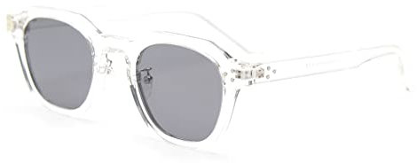 kachawoo TR90 Polarisierte Sonnenbrille für Frauen Mens Square Polygon Retro Vintage Sonnenbrille Dicker Rahmen Luxus Brand Design Brillen (clear with grey)