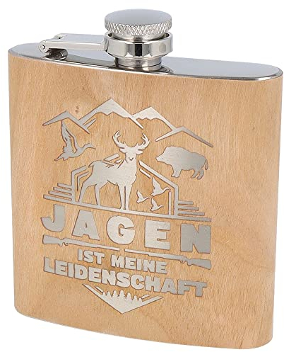 Spruchreif | Flachmann aus Edelstahl mit Gravur | Flachmann aus Holz | Geschenk für Jäger Jägerin | Jagdgeschenk | Jäger Geschenke | Gravur Geschenk Männer und Frauen Jagd | Muttertag | Vatertag