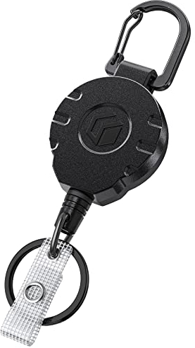 Uniclife Einziehbarer Schlüsselanhänger für Ausweishalter Heavy Duty Badge Reel bis zu 226 g starkes ABS-Gehäuse mit Edelstahl Federspule 80 cm Stahldrahtseil Karabinerclip und Schlüsselring, 1 Stück