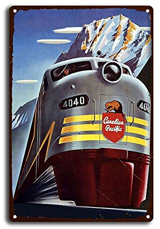 Lsjuee Metall-Blechschild „Canadian Pacific Travel Canada, Vintage-Blechschilder, Wanddekoration, Türschild für Küche, Wohnzimmer, Bar, Café, Büro, Zuhause, rustikal