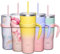 THILY 40 oz Insulated Tumbler with Handle - Stainless Steel Coffee Travel Mug with Lid and Straws, Keep Drinks Cold for 34 Hours or Hot for 12 Hours, BPA Free, Sunset