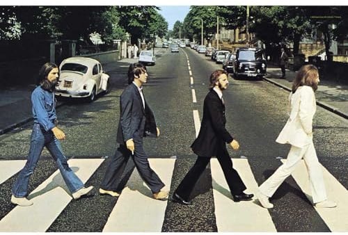 Razamataz Beatles Abbey Road Stoffposter 104,1 x 71,1 cm Retro Wandbehang Wohnzimmer