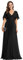 Ever-Pretty Robe de Témoin de Mariage Longue Appliqué Col V Manches Courtes Chic Noir 58