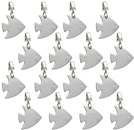 Relaxdays Tischdeckenbeschwerer, 16er Set, Fisch Motiv, Gewicht für Tischdecke, Gardinenbeschwerer, Edelstahl, Silber