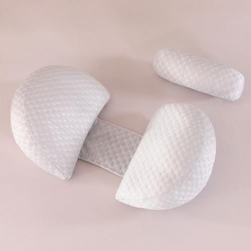 SHANNA Neu Schwangerschaftskissen Einstellbar, Komfortkissen Erwachsene Kühlender & Seidenweicher Bambusbezug, Ganzkörperkissen, Stützkissen Body Pillow, Stillkissen Körperkissen(Grau)