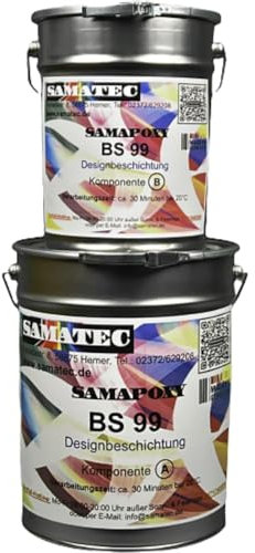 SAMATEC Designbeschichtung Designboden Verlaufsbeschichtung Verlaufsbodenbeschichtung 2K Epoxy Bodenbeschichtung SamaPoxy BS99 1Kg (RAL 7016 Anthrazitgrau)